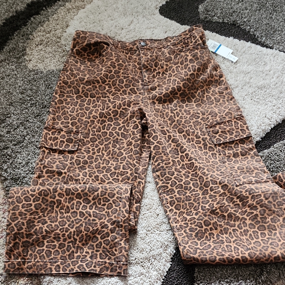 Tinseltown Leopard Print Flare Jeans